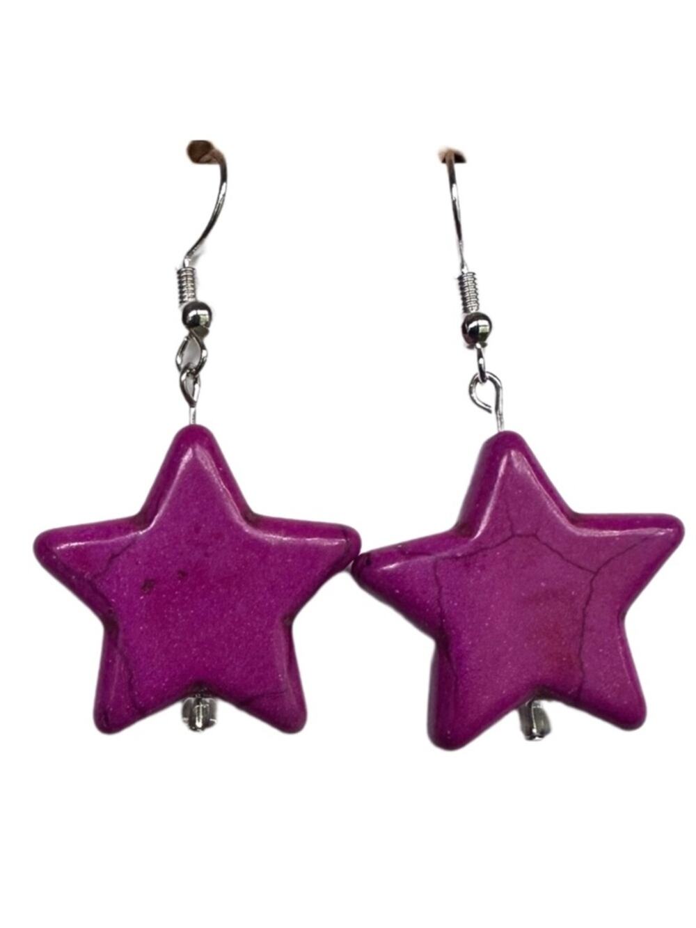 Howlite Fuchsia star earrings handmade